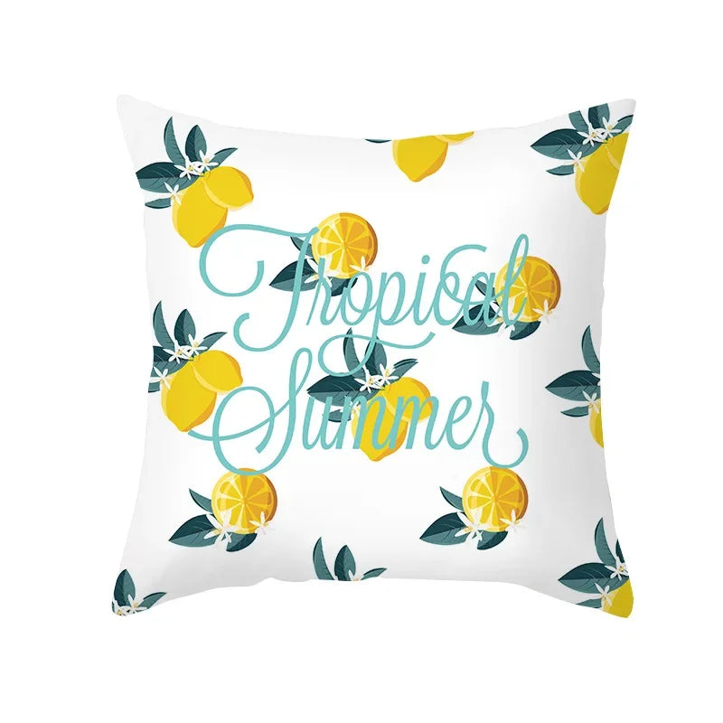 Cushion Cover Throw Pillow Sofa Decorative Pillowcase Lemon Pattern Summer