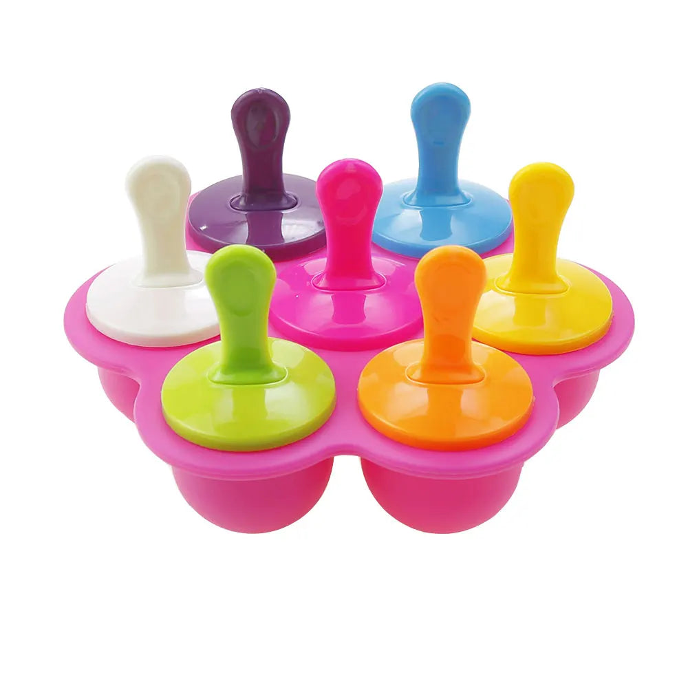 JCD 4/7Holes DIY Ice Cream Pops Silicone Mold Ice Cream Ball Maker Popsicles Molds Baby Fruit Shake Home Kitchen Accessories