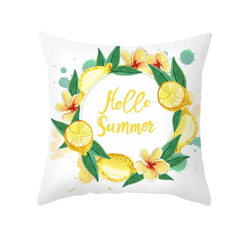 Cushion Cover Throw Pillow Sofa Decorative Pillowcase Lemon Pattern Summer