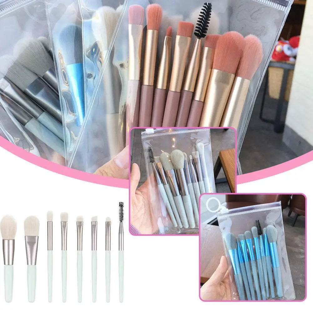 8Pcs/lot Mini Make-up Brush Set Ins Portable Travel Makeup Brush Eye Shadow Foundation Refresh Hand Soft Hair Beauty Tool