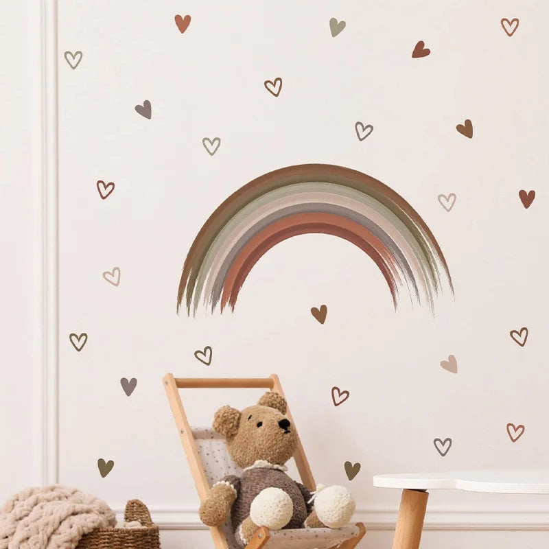 Boho Rainbow Vinyl Child Wall Sticker For Baby Room Decor Bedroom Accessories Furniture Sticker Adhesive Wallpaper Wall Decor