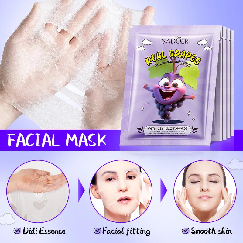 8pcs  Fresh Fruits Face Mask Facial Skincare Moisturizing Brightening Firming Hydrating Facial Masks for Face Skin Care