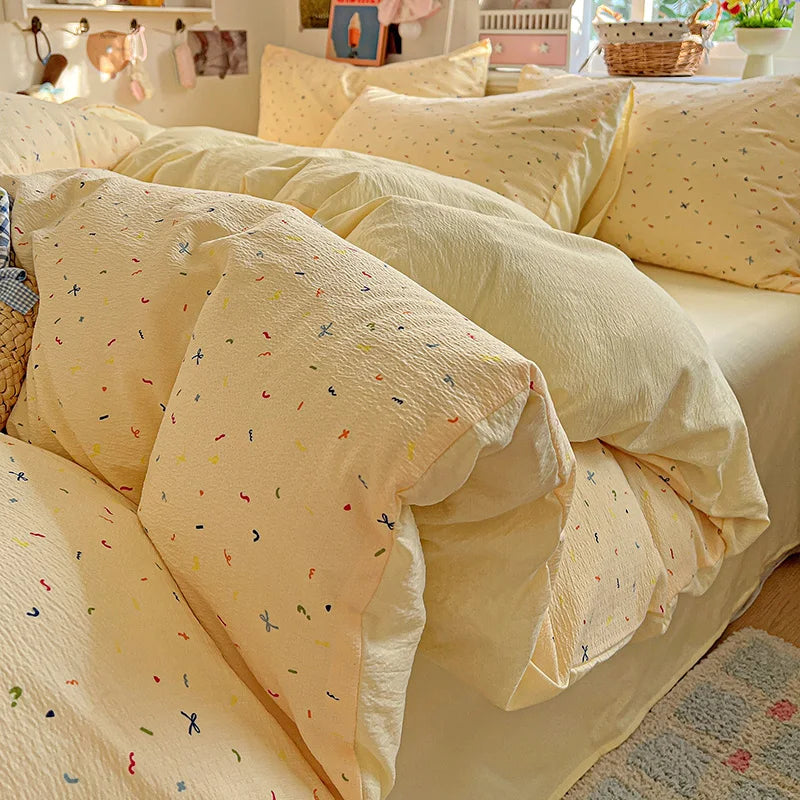 Double-layer Gauze Duvet Cover Single/Queen/King Flower Printed housse de couette Skin-friendly funda nordica 150 cama 이불커버