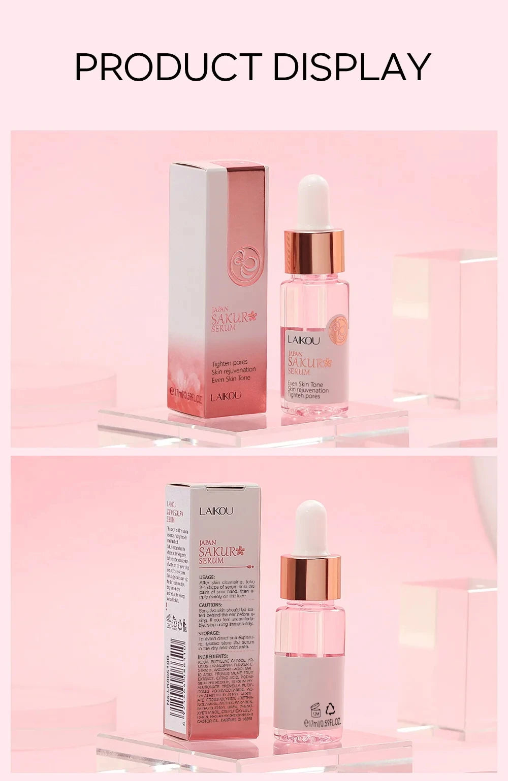Sakura Whitening Face Serum Fade Fine Lines Anti Aging Tighten Pores Improve Melanin Pigment Dull Moisturizer Brighten Skin Care