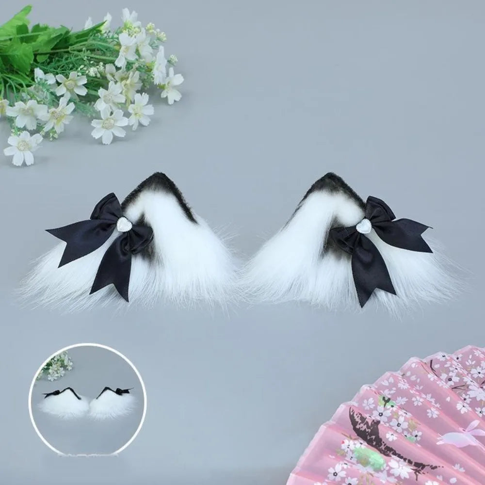 New Lolita Cat Ears Headband Lace Cosplay Head Wrap Bow Headdress Women