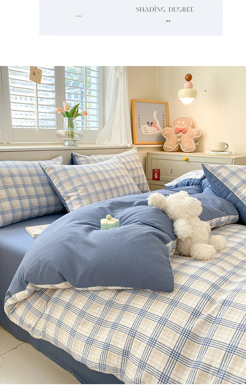 Modern Minimalist Plaid Duvet Cover 220x240 Soft Breathable All Season Queen Comforter Cover Single Piece Striped Quilt Covers