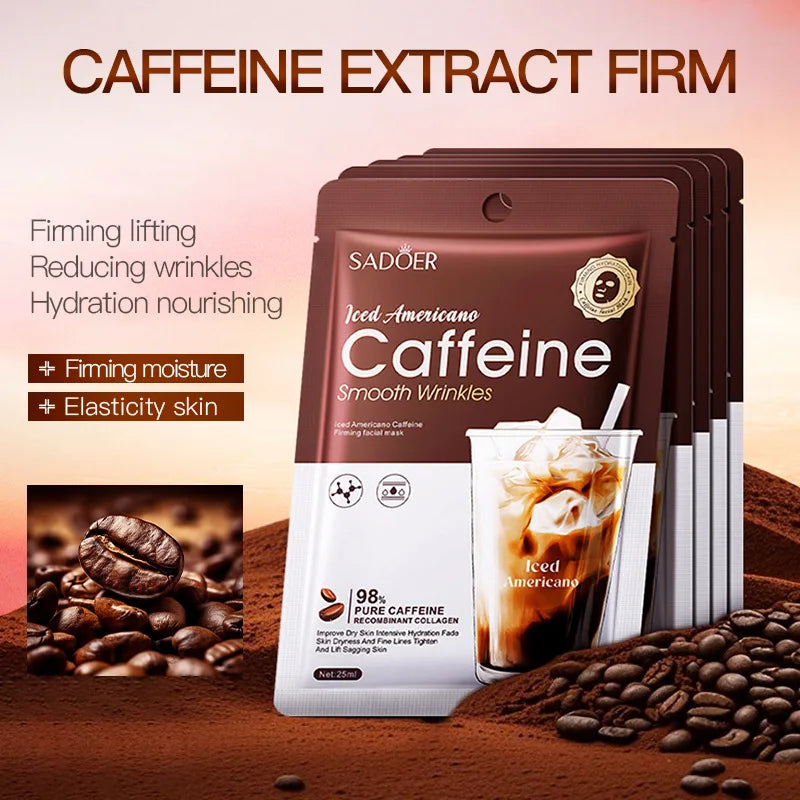 Caffeine Face Mask Anti Wrinkles Moisturizing Hydrating Anti-aging Facial Masks Face Sheet Mask Skin Care Products