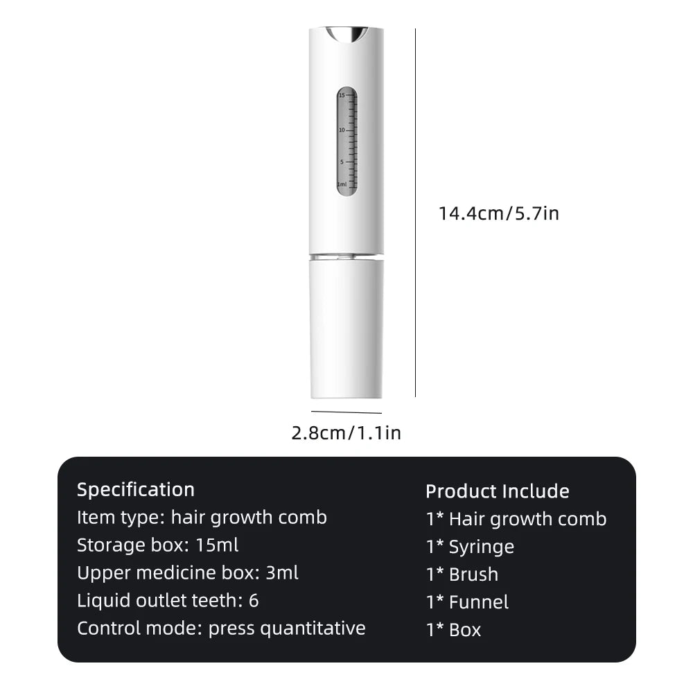 EMS Scalp Applicator Liquid Comb Hair Growth Oil Serum Comb High Frequency Vibration Scalp Massager Brush with Sterilization
