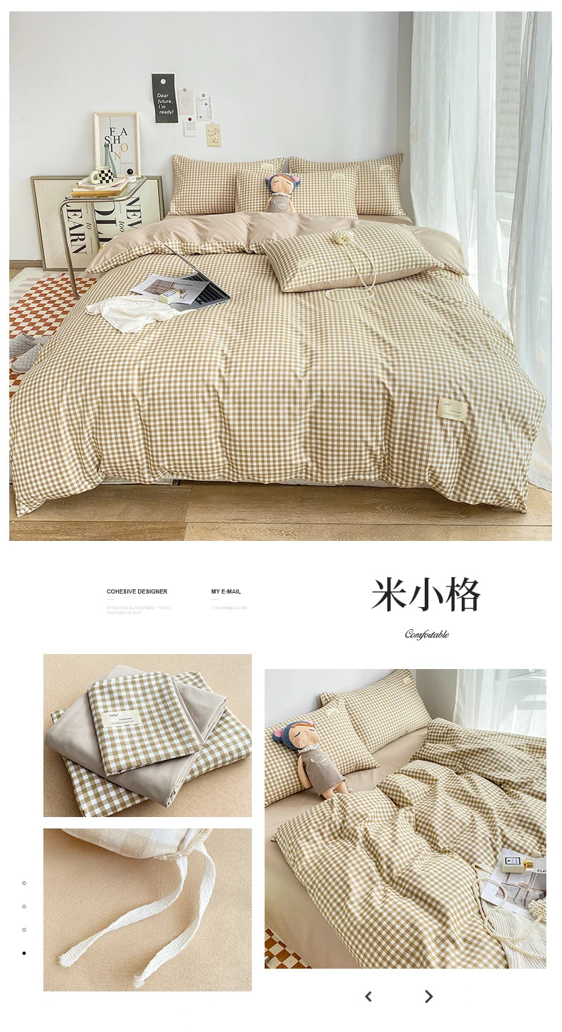 Small plaid pattern style single quilt cover double bed down duvet cover220x240cm large size quilt cover without pillowcase