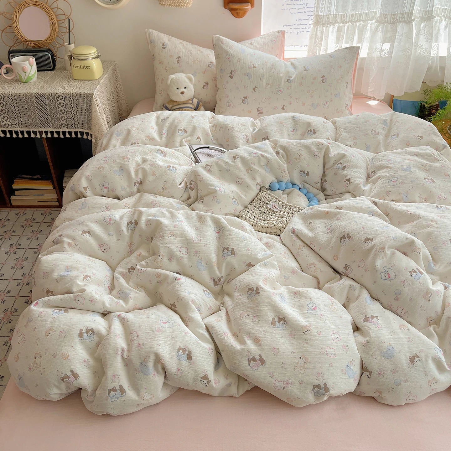 Home Microfiber Duvet Cover 1Pc Breathable Soft Zipper Closure Corner Ties Wrinkle Resistant Hypoallergenic Bedding for Bedroom