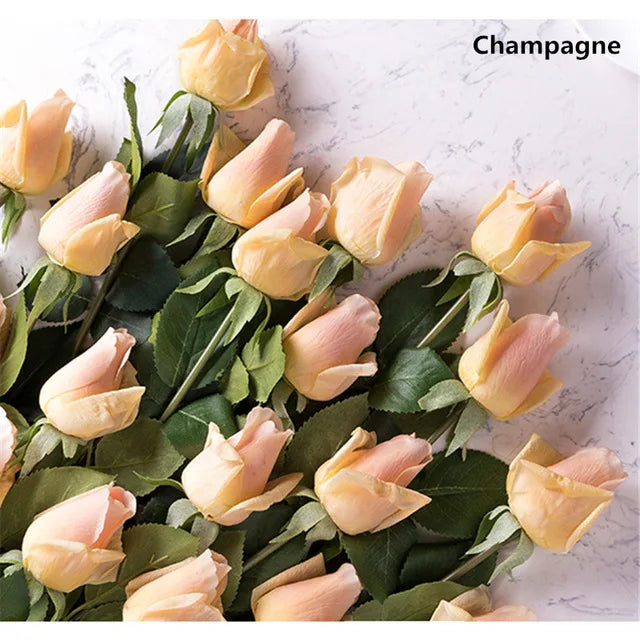 11pcs/Lot Fresh Rose Artificial Flowers Real Touch Rose Floral Home Decorations For Wedding Party Birthday Gifts