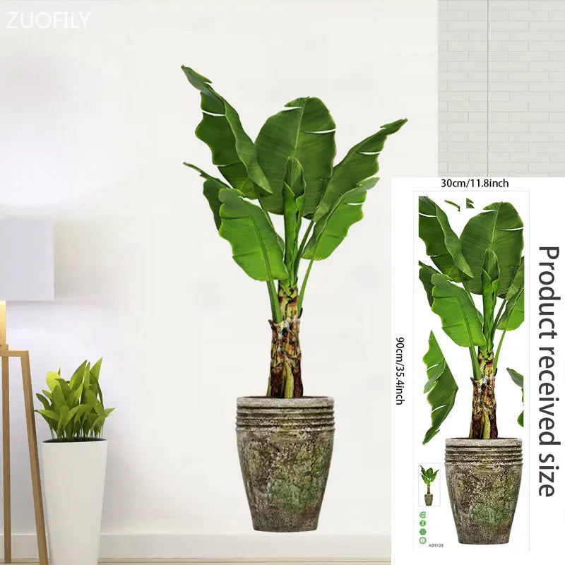 16 Styles Large Tropical Green Plants Wall Stickers Palm Leaves PVC Living Room Art Vinyl Poster Wallpaper Home Decoration Mural