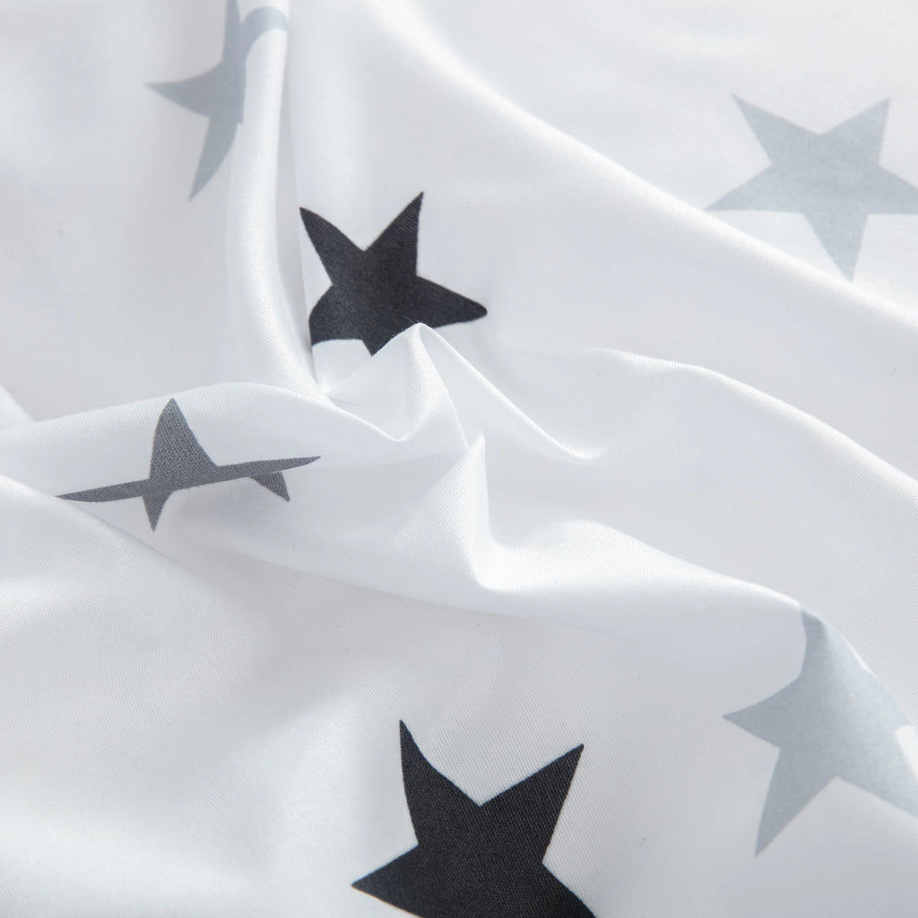 2 Pillowcases + 1 Duvet Cover, Polyester Fiber Star Print White Bedspread 3-Piece Set, Ultra-Soft and Comfortable Polyester Breathable Bedding Duvet Set, Suitable for Bedroom and Guest Room (Bedspread + Pillowcases, Without Q
