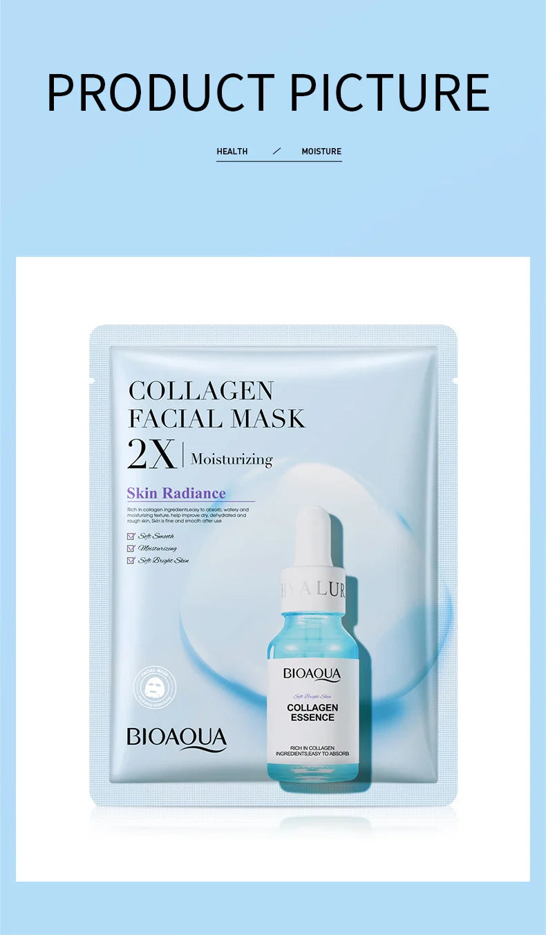 20pcs Centella Collagen Face Mask Moisturizing Refreshing Sheet Masks Hyaluronic Acid Facial Mask Skin Care Products