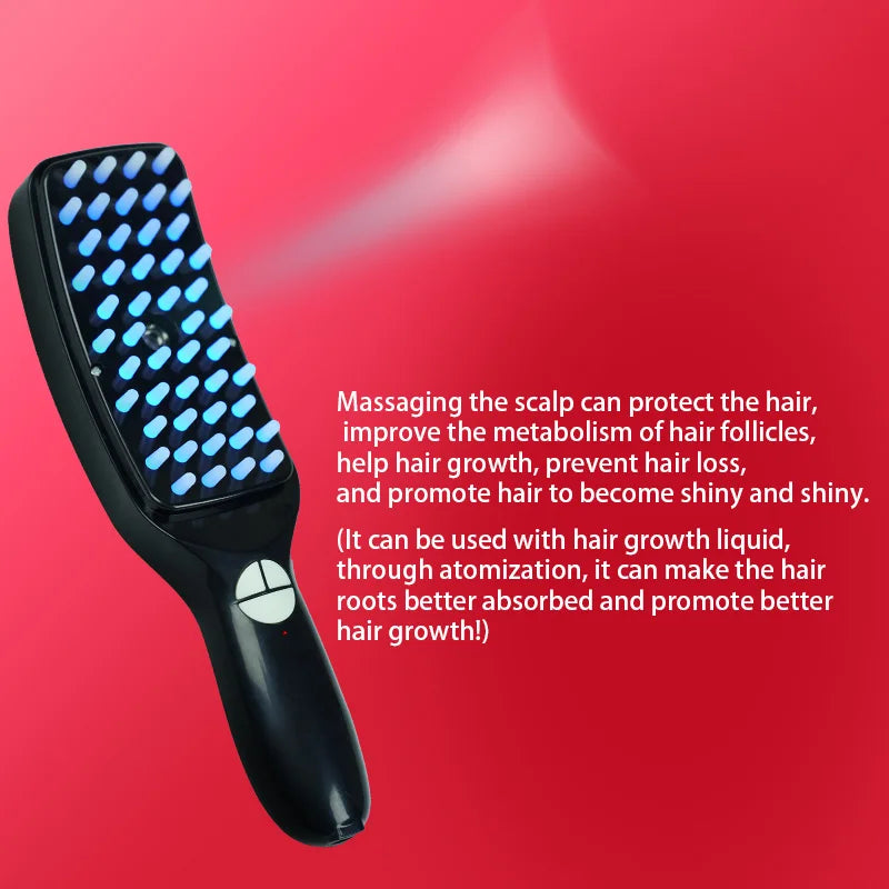Electric Massage Comb Blue Light Red Light,Vibrating Hair Massage Scalp Brush,Spray Hair Growth Massager