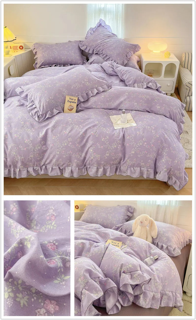 Bonenjoy Lace Duvet Cover Printed Home Quilts Cover Ruffles Comforter Covers Adults Kids Room Bedding (Pillowcase Need Order)