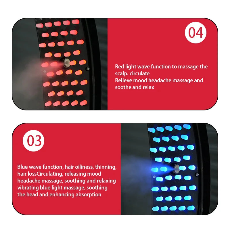 Electric Massage Comb Blue Light Red Light,Vibrating Hair Massage Scalp Brush,Spray Hair Growth Massager