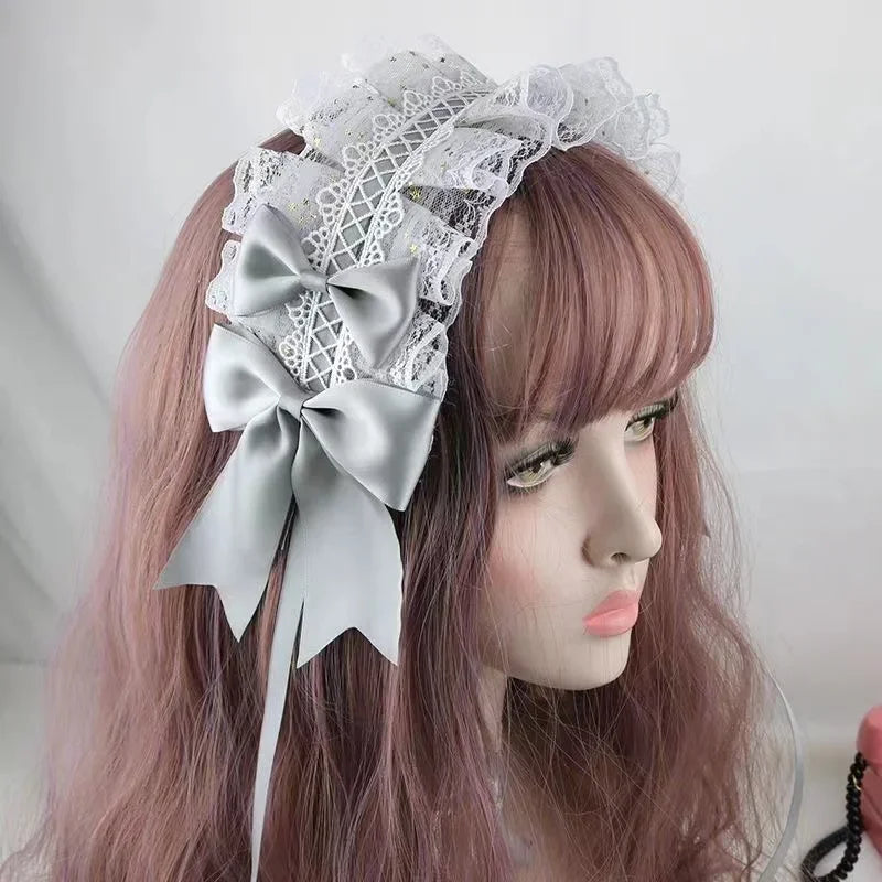 Lovely Sweet Hair Hoop Anime Maid Cosplay Headband Lolita Lace Flower Headwear Hand Made for Girls Mujer Kawaii Hair Accessory