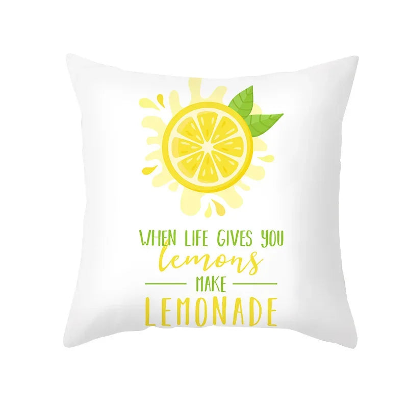 Cushion Cover Throw Pillow Sofa Decorative Pillowcase Lemon Pattern Summer