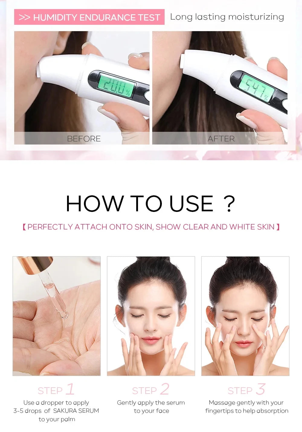 Sakura Whitening Face Serum Fade Fine Lines Anti Aging Tighten Pores Improve Melanin Pigment Dull Moisturizer Brighten Skin Care