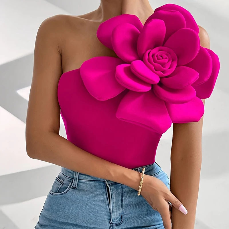 Elegant Flower Design T Shirt Women Sexy Sleeveless Women T-Shirts Pink Red Black Fashion Slim Tee Tops Female Pullover