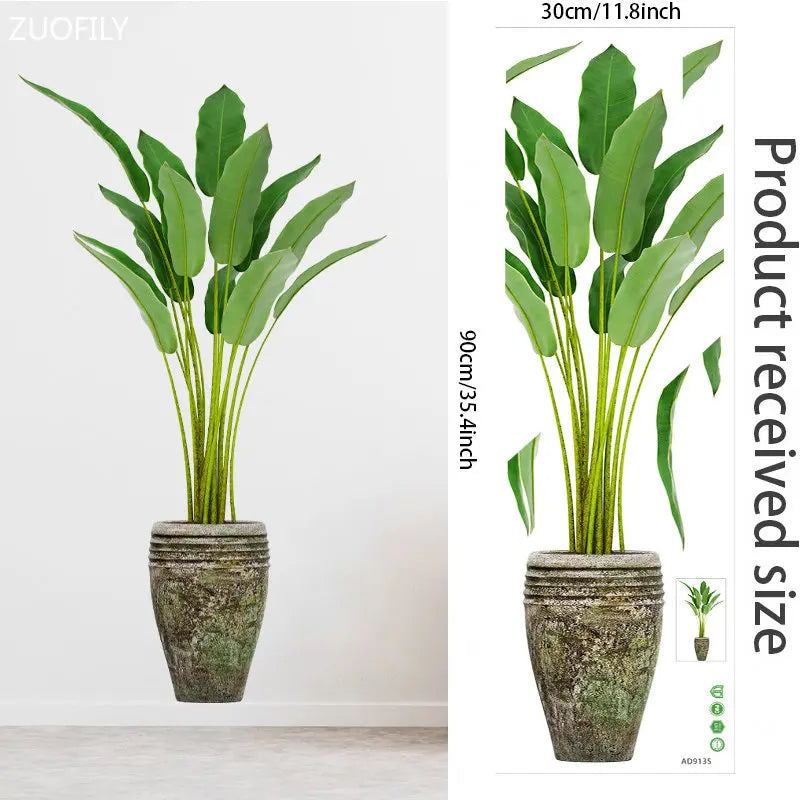16 Styles Large Tropical Green Plants Wall Stickers Palm Leaves PVC Living Room Art Vinyl Poster Wallpaper Home Decoration Mural