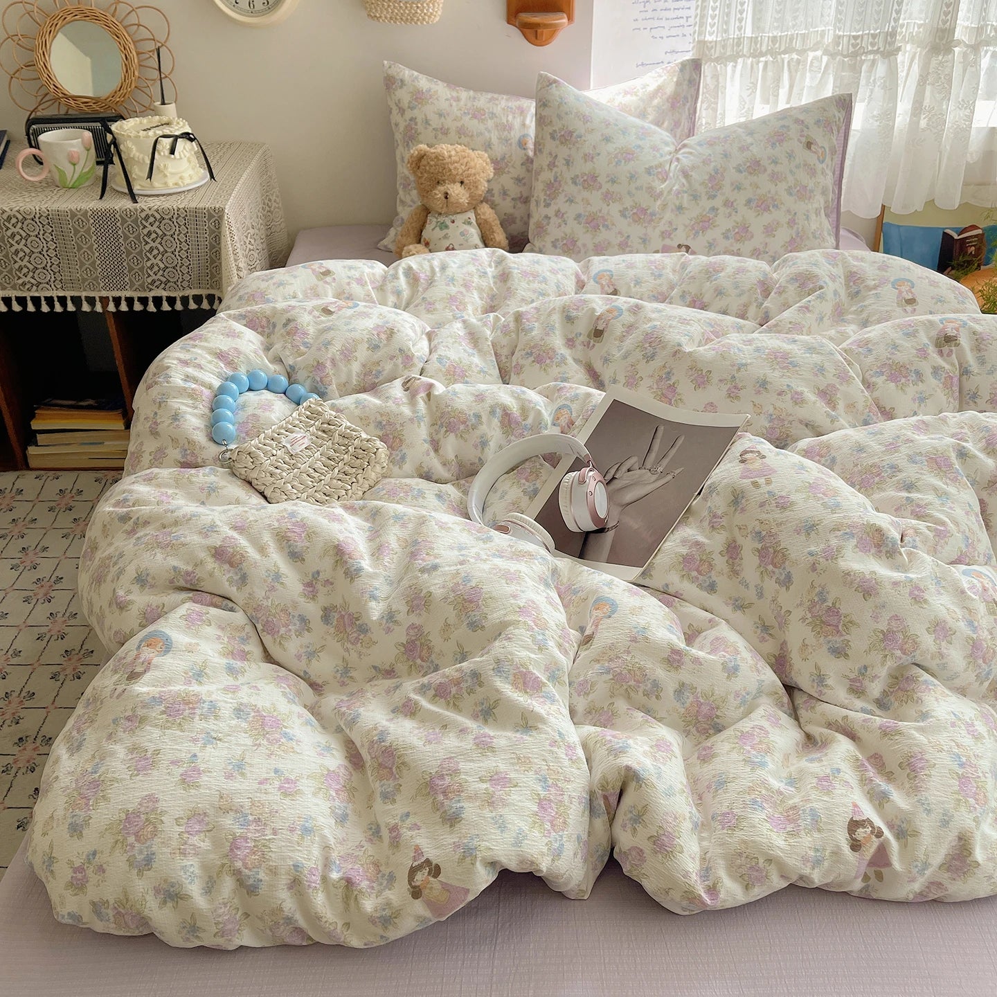 Home Microfiber Duvet Cover 1Pc Breathable Soft Zipper Closure Corner Ties Wrinkle Resistant Hypoallergenic Bedding for Bedroom