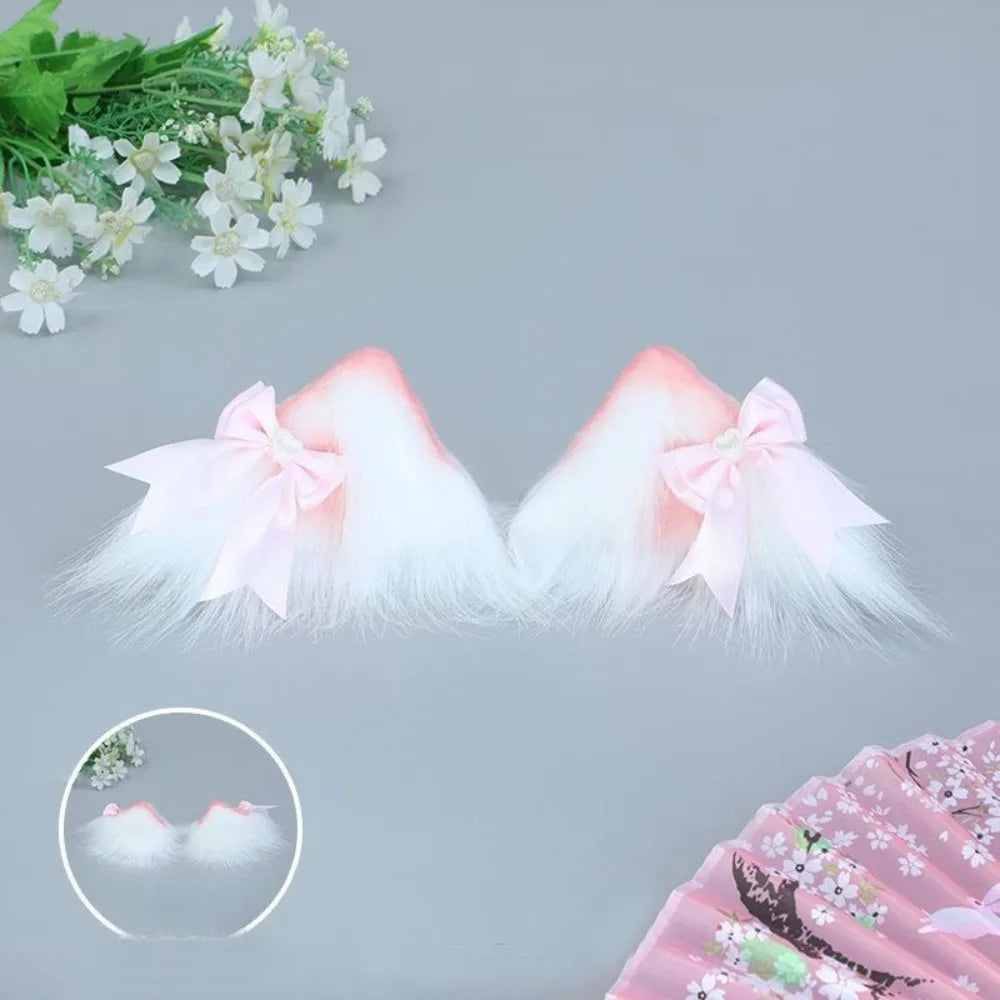 New Lolita Cat Ears Headband Lace Cosplay Head Wrap Bow Headdress Women