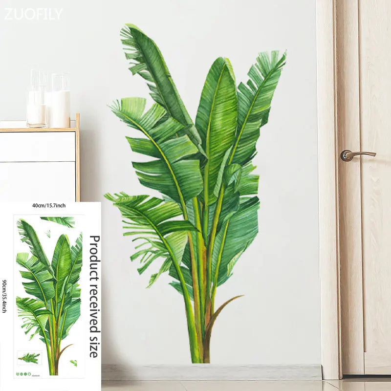 16 Styles Large Tropical Green Plants Wall Stickers Palm Leaves PVC Living Room Art Vinyl Poster Wallpaper Home Decoration Mural