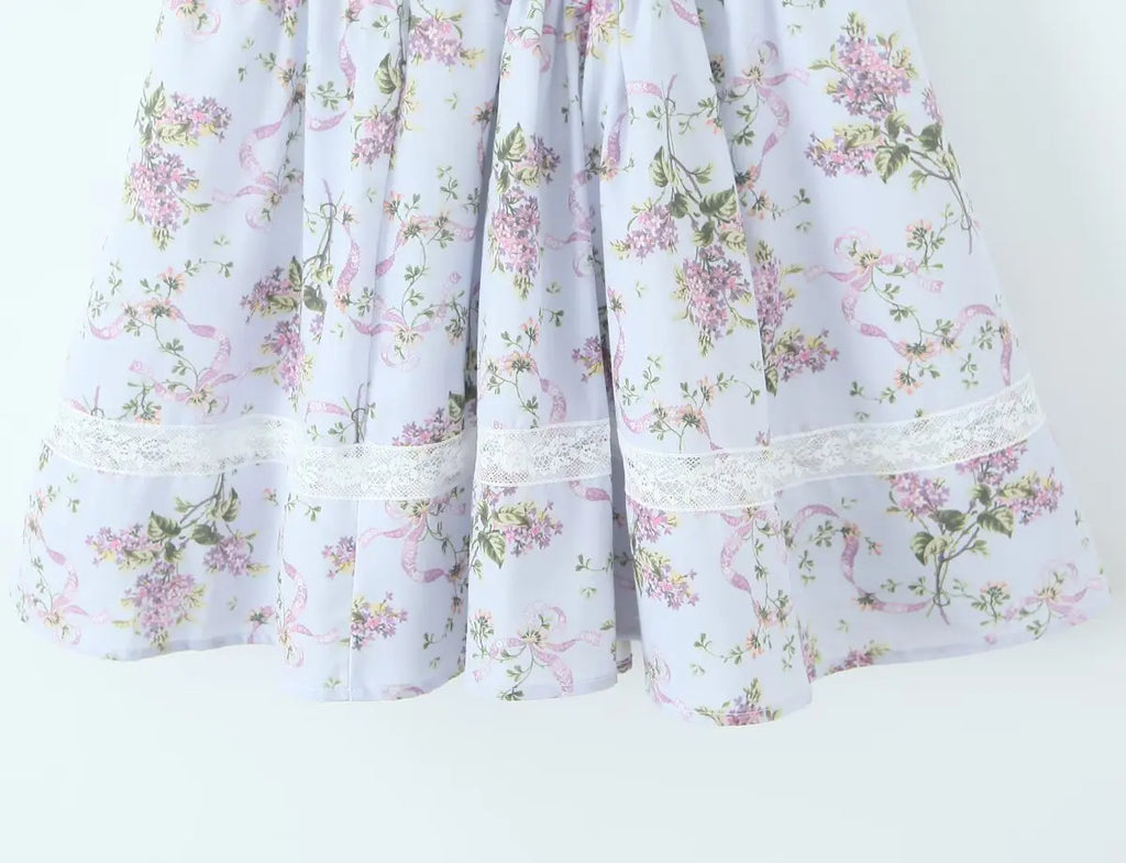 Floral Printed Summer Women's Dress Sleeveless Short Mini Tank Vestidos A-line Lace Dress 2025 New in Beach Vintage Party Dress