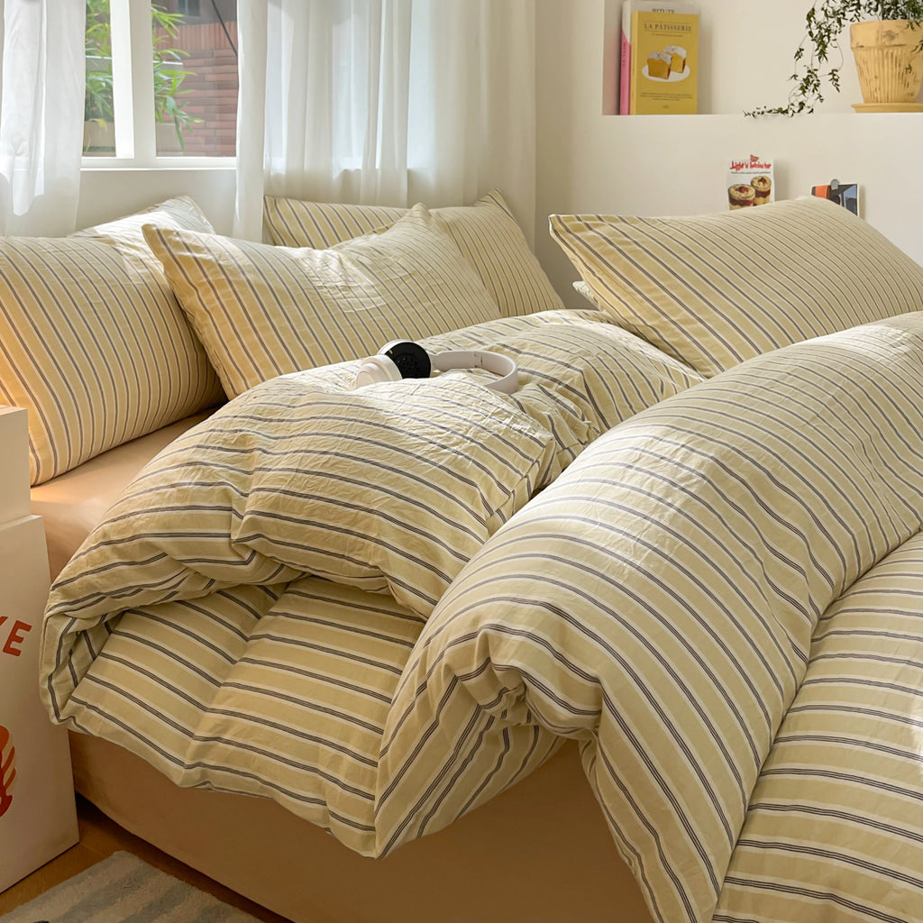Modern Minimalist Plaid Duvet Cover 220x240 Soft Breathable All Season Queen Comforter Cover Single Piece Striped Quilt Covers