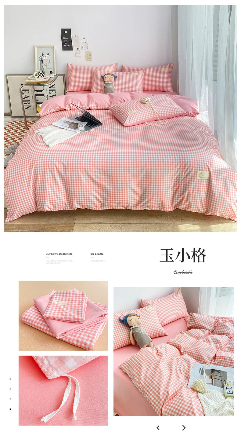 Small plaid pattern style single quilt cover double bed down duvet cover220x240cm large size quilt cover without pillowcase
