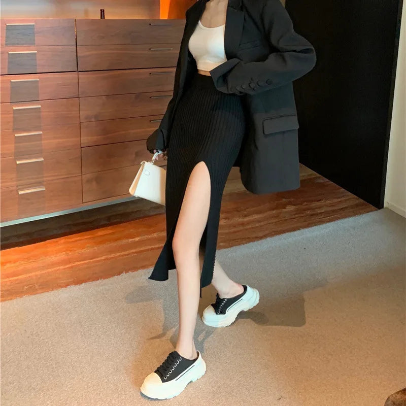 Elegant Elegant Sexy Stit Skirt Women's Slim Fit Slimming Hot Girl Knitted Dress Pure High Waist Temperament Skirt