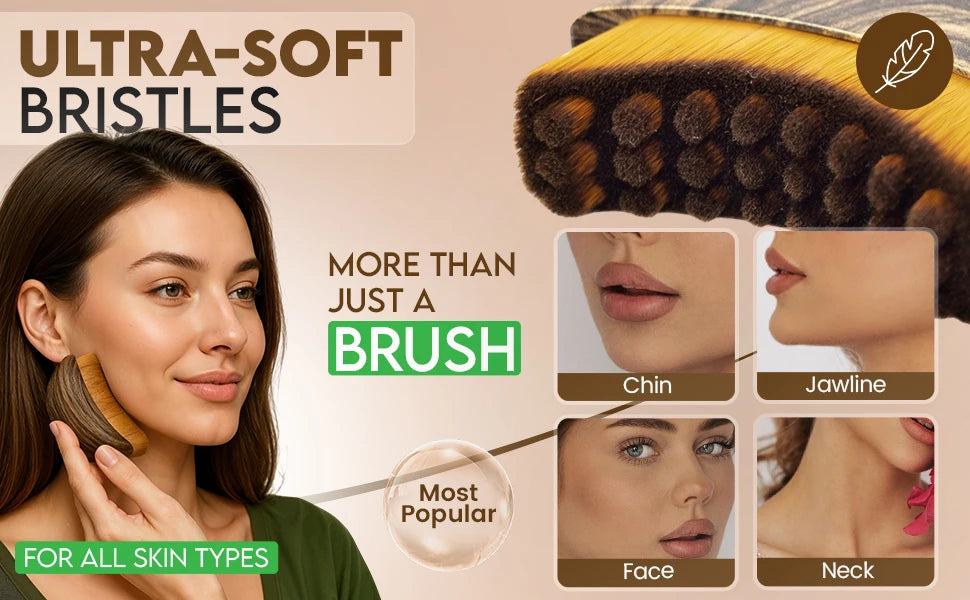 Lymphatic Contour Face Brush Dry Brushing Face Brush Lymphatic Drainage Massager for Face Chin Jawline Sculpting Beauty Tool