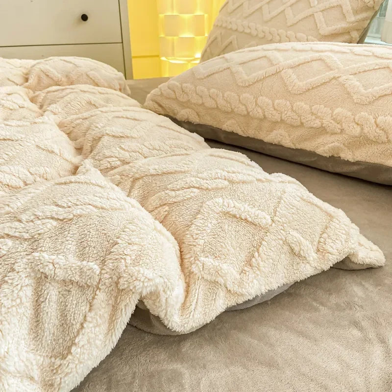 Taffel Velvet Duvet Cover for Winter Super Warm Soft Solid Color Comforter Cover Blanket Covers for Double Beds NO Pillowcase