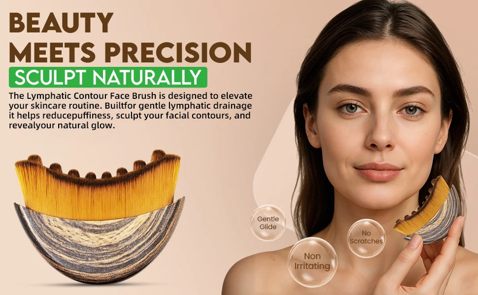 Lymphatic Contour Face Brush Dry Brushing Face Brush Lymphatic Drainage Massager for Face Chin Jawline Sculpting Beauty Tool