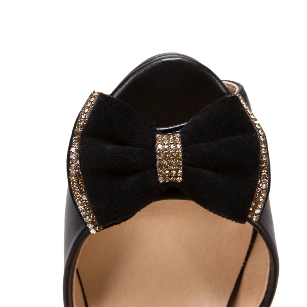 Women Platform open toe High Heels Spring Summer Bow Peep Toe Sandals Ladies White Black Bride Wedding Shoes 2025 Party Pumps