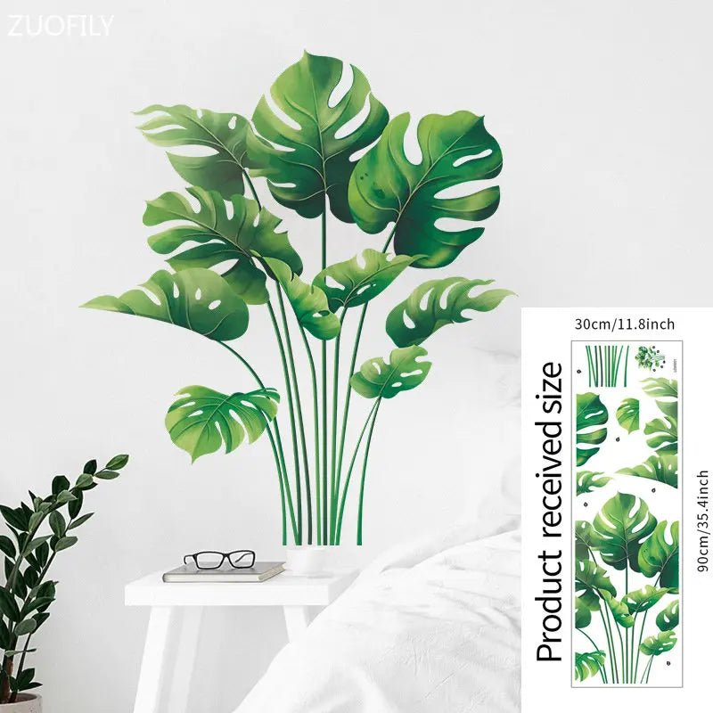 16 Styles Large Tropical Green Plants Wall Stickers Palm Leaves PVC Living Room Art Vinyl Poster Wallpaper Home Decoration Mural