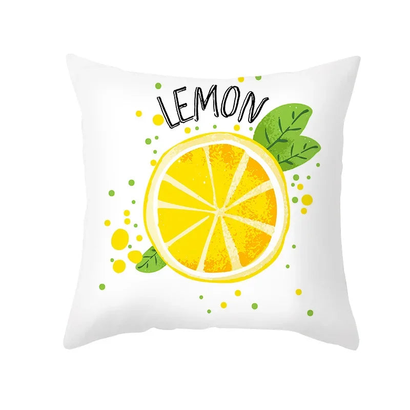 Cushion Cover Throw Pillow Sofa Decorative Pillowcase Lemon Pattern Summer