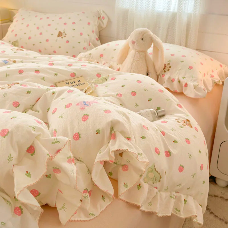 Bonenjoy Lace Duvet Cover Printed Home Quilts Cover Ruffles Comforter Covers Adults Kids Room Bedding (Pillowcase Need Order)