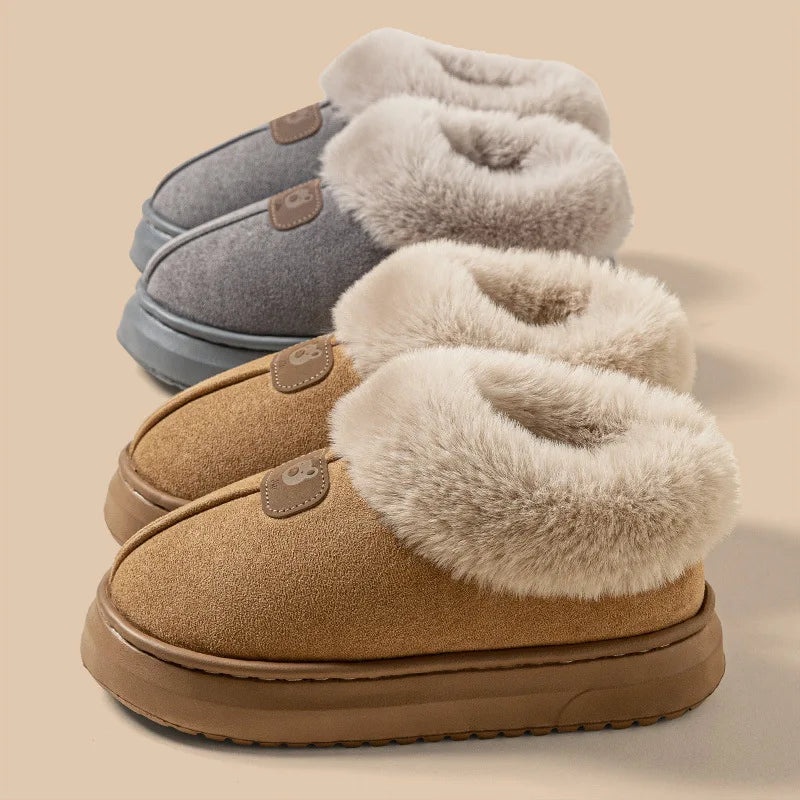 Fleece Lined Winter Slippers For Men Women With Ankle Cover Thick Sole Lightweight Eva Indoor Outdoor Warm Home Shoes Multiple C