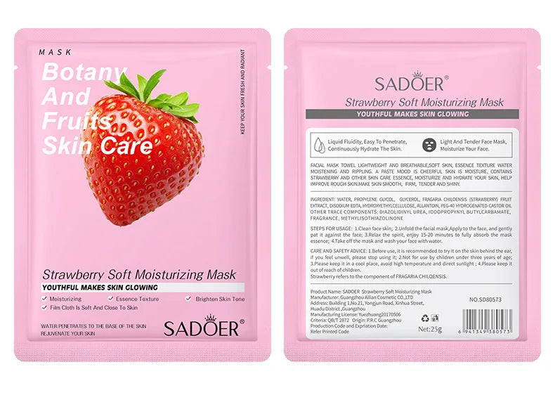8pcs Fruits Face Mask Beauty Facial Skincare Masks Moisturizing Firming Hydrating Facial Mask Face Care Korean Cosmetics