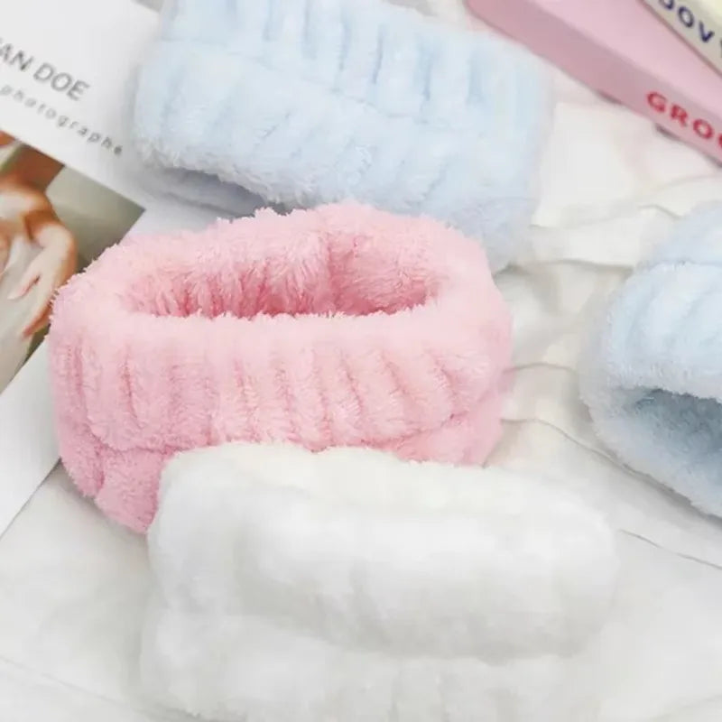 1-10Pairs Flannel Skincare Spa Wristband Makeup Facial Wrist Washband Face Towel Wash Bow Headband Scrunchie Set for Women