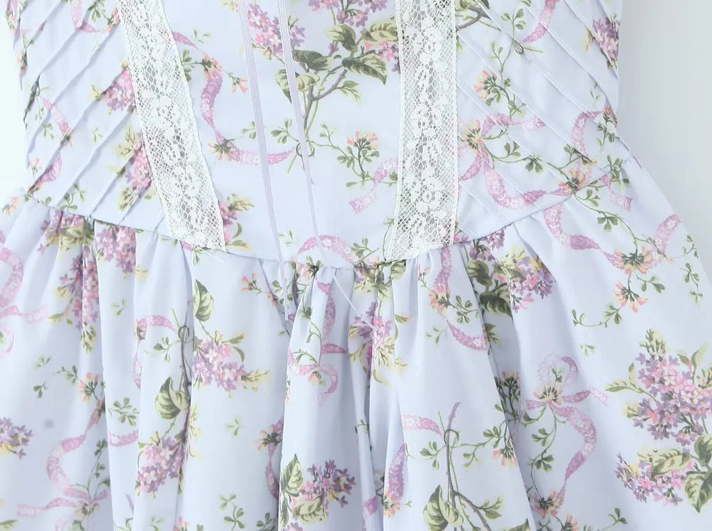 Floral Printed Summer Women's Dress Sleeveless Short Mini Tank Vestidos A-line Lace Dress 2025 New in Beach Vintage Party Dress