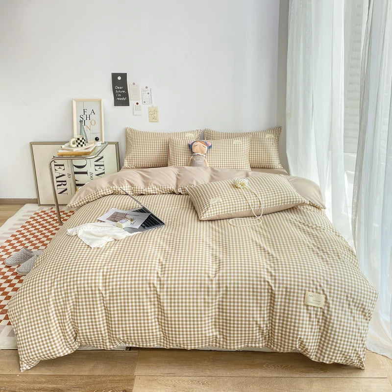 Small plaid pattern style single quilt cover double bed down duvet cover220x240cm large size quilt cover without pillowcase