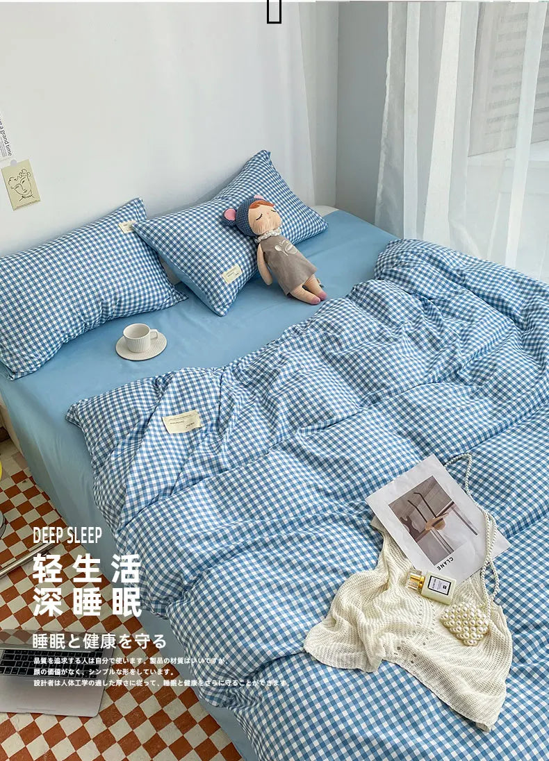 Small plaid pattern style single quilt cover double bed down duvet cover220x240cm large size quilt cover without pillowcase