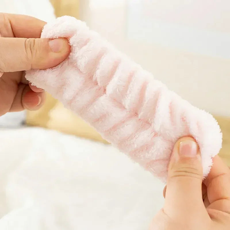 1-10Pairs Flannel Skincare Spa Wristband Makeup Facial Wrist Washband Face Towel Wash Bow Headband Scrunchie Set for Women