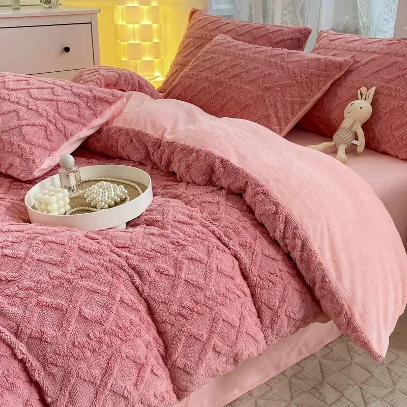 Taffel Velvet Duvet Cover for Winter Super Warm Soft Solid Color Comforter Cover Blanket Covers for Double Beds NO Pillowcase