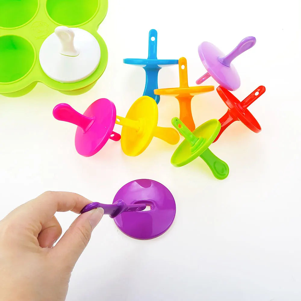 JCD 4/7Holes DIY Ice Cream Pops Silicone Mold Ice Cream Ball Maker Popsicles Molds Baby Fruit Shake Home Kitchen Accessories