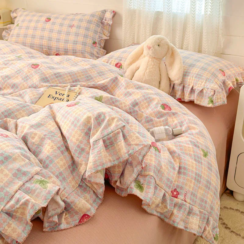 Bonenjoy Lace Duvet Cover Printed Home Quilts Cover Ruffles Comforter Covers Adults Kids Room Bedding (Pillowcase Need Order)